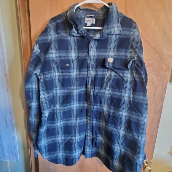 Carhartt original  fit. Sz 2xl. Button down long sleeve.  Blue - Picture 1 of 5